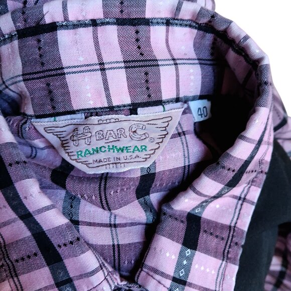 XL Vintage Women's Cowgirl Shirt Top H Bar C Lilac Frilly Snap Western 80's Boho - Picture 4 of 6